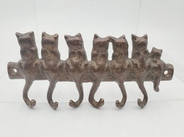VTG Cast Iron Cat Tails Wall Mount 6 Hook Key Holder Jewelry Leash Hange... - $411.72 MXN