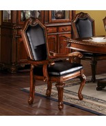Chateau De Ville Arm Chair 2Pc, Black Faux Leather &amp; Cherry Finish - $478.00