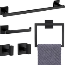 Yacvcl Black Towel Bar Set 5-Piece Bathroom Hardware Set,Square Sus304 S... - £46.24 GBP