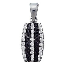 14kt White Gold Womens Round Black Color Enhanced Diamond Vertical Stripe Pendan - £254.71 GBP