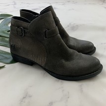Born Womens Ankle Boots Size 6.5 Dark Gray Suede Leather Bootie Low Heel... - $38.60