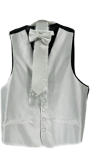 Bruno Piattelli Roma Men&#39;s White Vest Set 4 Piece Tie Bow Tie Hanky Size... - $44.99
