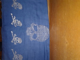 Skull Scarf / Wrap , Blue with Silver Studs , D &amp; Y - $135.06 MXN