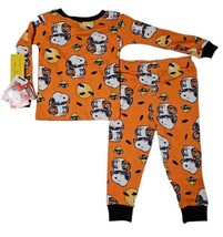 Peanuts Infant &amp; Toddler Boys Orange Snoopy &amp; Woodstock Halloween Pajamas 2T NWT - £14.19 GBP