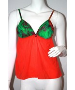 $120 AMULETTE Lingerie CAMISOLE Coral GREEN Bra Print TOP Sleepwear ( M ) - $118.77