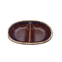 Vintage Hull Pottery USA Oven Proof Brown Drip Glaze Divided Bowl 11in - $17.32