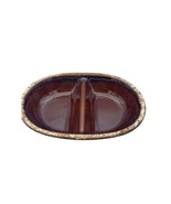 Vintage Hull Pottery USA Oven Proof Brown Drip Glaze Divided Bowl 11in - £13.72 GBP