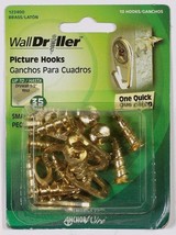 Walldriller 35 Lb Brass Drywall Picture Mirror Hook Hanger 10 Pk 122400 - $23.54