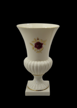 Vintage Lenox Rhodora Pink Rose Pedestal Vase With Gold Trim - £27.39 GBP