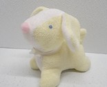 Vintage Yellow White Soft Terrycloth Baby Dog Plush Rattle Pink Nose Blu... - £84.63 GBP