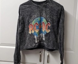 AC/DC Women&#39;s T-Shirt Shirt Size: S/M CUTE Long Sleeve Crop Top - £16.55 GBP