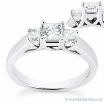 Forever ONE DEF Square Cut Moissanite 3-Stone Engagement Ring in 14k White Gold - £720.28 GBP+