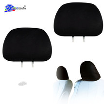 SOLID BLACK CLOTH CAR HEADREST COVERS WITH FOAM BACKING SET OF 2 FOR AUDI - £9.30 GBP