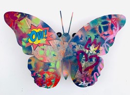 E M Zax &quot;Butterfly&quot; 1/1 Unique Collage &amp; Paints Metal 3D Wall Sculpture H/S Coa - £1,063.05 GBP