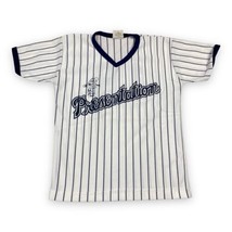 Vtg 70s 80s Sand Knit Youth Baseball Jersey Shirt Pinstripe V Neck Ringer USA L - £26.86 GBP