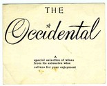 The Occidental Special Selection Wine List  1950&#39;s Washington DC  - £25.24 GBP
