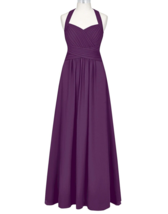 AZAZIE Bridesmaid Dress Womens 12 Violet Grape Claudia Long Chiffon Swee... - £76.22 GBP