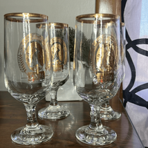 Vintage &quot;Coors Gold Label&quot; Stemmed Gold Rim Pilsner Beer Glasses-Set of 4 - $44.10