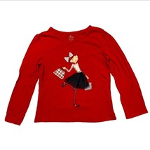 Red Girl&#39;s in 3D Tutu Shopping Bag Long Sleeve Tee Shirt Top Size 5/6 Spring - £5.44 GBP