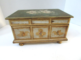 MID CENTURY MUSICAL WOOD JEWELRY BOX WALES MADE IN JAPAN WORKS - $24.70