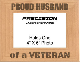 Proud Husband of a Veteran Engraved Wood Picture Frame - 4x6 5x7 - Military Gift - £19.11 GBP+