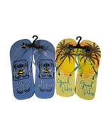 Juncture Womens Flip-Flops Size L 9/10   &quot;Bee Positive&quot; &amp; “Good  Vibes” ... - $12.86