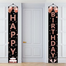 Rose Gold Happy Birthday Door Banner Decorations For Girls Women, Happy Birthday - £19.29 GBP