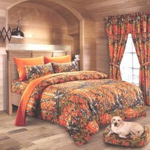 12 Pc Orange Camo Set King Comforter Sheets Pillowcases And Curtains - £94.43 GBP