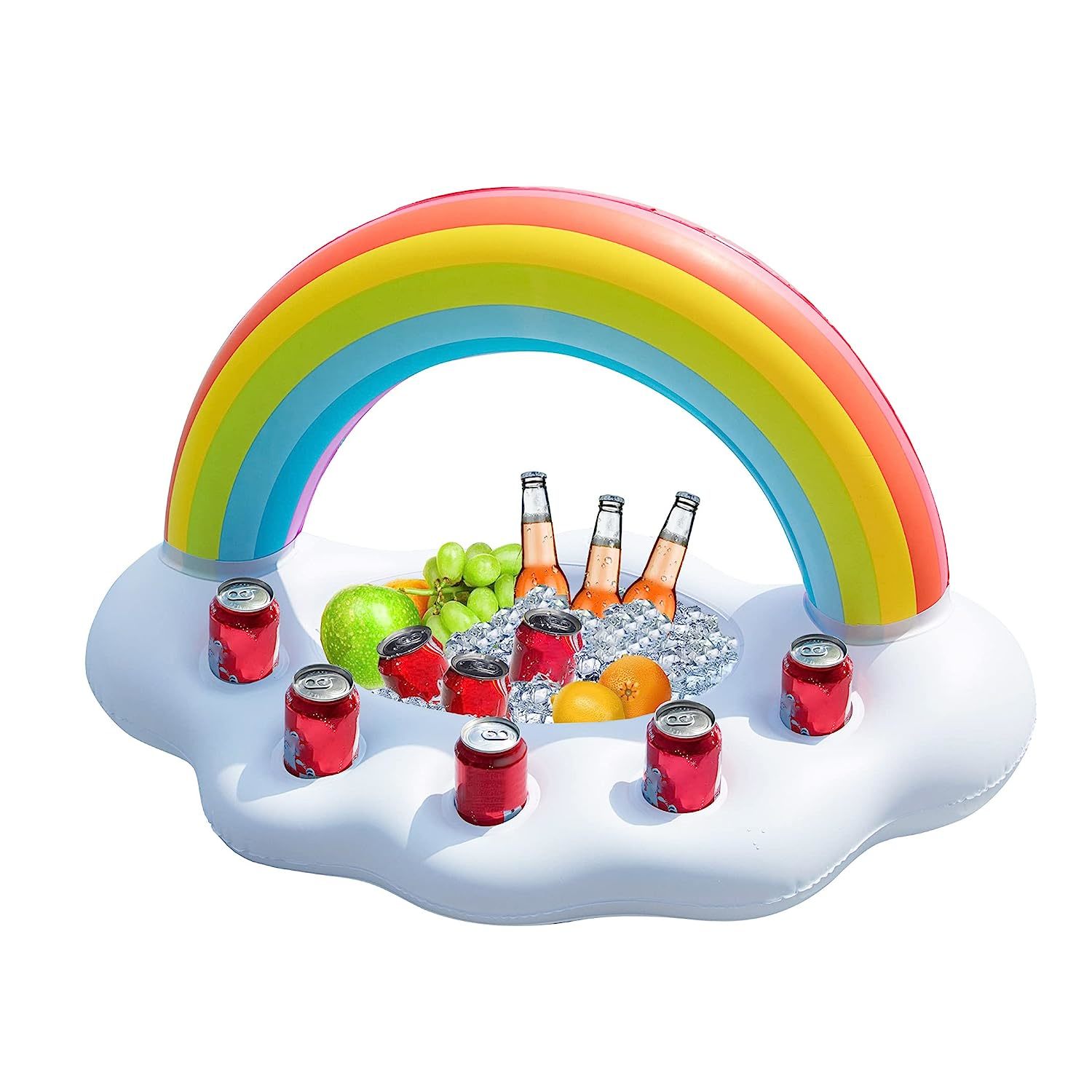 Inflatable Rainbow Cloud Drink Holder Floating Beverage Salad Fruit Serving Bar