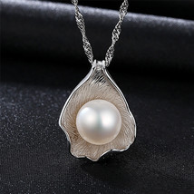 S925 Silver Necklace Silver Water Wave Chain Freshwater Pearl Pendant For Women - £27.17 GBP