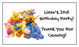 16 Large Personalized Winnie The Pooh Birthday Stickers, 3.5&quot; x 2&quot;, Squa... - £9.87 GBP