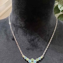 Lia Sophia Womens Silver Tone Green and Blue with Rhinestone Necklace - £19.98 GBP