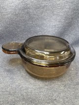 PYREX Corning Ware VISION Amber Glass Grab It Bowl V-240B W/Glass &amp; Plastic Lids - £9.46 GBP