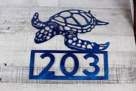 Sea Turtle Customized Address Sign 15&quot; x 16 3/4&quot; Metallic blue - £38.18 GBP