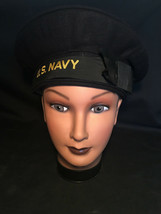 Vtg United States Navy Uniform Hat 19 1/2&quot; Blue Wool U.S. Navy - £47.74 GBP
