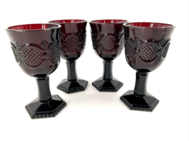 Avon 1876 Cape Cod Set of 4 Ruby Red Glass Claret Wine 5 1/4&quot; x 2 7/8&quot; F... - $32.42