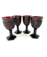 Avon 1876 Cape Cod Set of 4 Ruby Red Glass Claret Wine 5 1/4&quot; x 2 7/8&quot; F... - £25.53 GBP