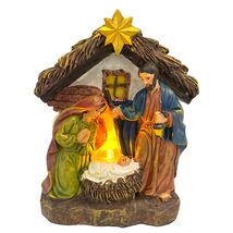Holiday Small Lighted Nativity Scene in Stable Figurine 4.5 Inch - $21.98