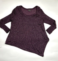 Lane Bryant Size 18/20 Purple Silver Sparkle Asymmetric Hem Long Sleeve Sweater - £14.18 GBP