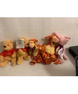 Disney Store Lot of 6 Mini Bean Bag  8&quot; Piglet, 8&quot; Pooh x2, 9&quot; Tigger x2... - £27.24 GBP
