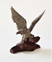 vintage WOOD hand carved AMERICAN EAGLE signed JK ooak aafa treen folk art bird - £71.18 GBP