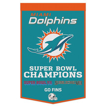 Miami Dolphins Banner Wool 24x38 Dynasty Champ Design - $178.37 CAD