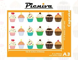 Picniva A3(3&quot;) Cupcake Baby Kid Nursery Room Decal Sticker Clear Vinyl W... - $9.79