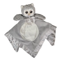 Bearington Baby Owl Grey White Lovey Security Blanket Blankie Rattles ~SWEET! - £18.60 GBP