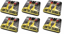 6 x BREAKING BAD &quot;I Am The Danger&quot; Drinks Table Mug Cup COASTER Cork Backed - £5.92 GBP