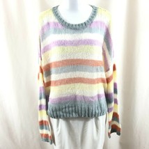 Wild Fable Womens Sweater Loose Open Knit Crew Neck Pastel Stripe Size L - £7.65 GBP