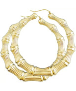 18k Layered Real gold Filled Round Bamboo earrings - $15.63 CAD