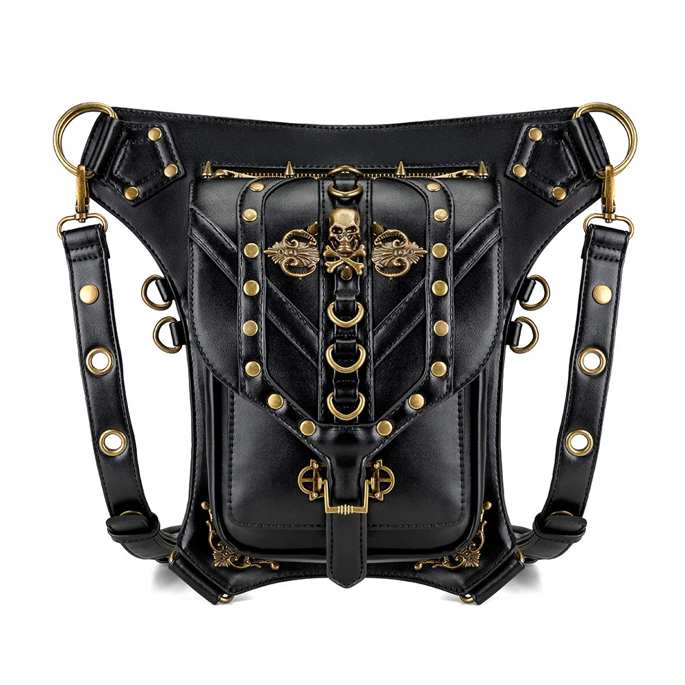 Steam Punk Waist Leg Hip Belt Banana Hippie Bag Skull Shoulder Bag Mobile Phone  - $158.00