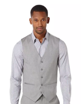 Perry Ellis Mens Texture Vest Brushed Nickel, Size XS - £23.65 GBP