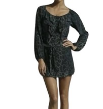 Rebecca Taylor Silk Leopard Tunic Mini Dress Size 2 in Storm Cat Gray Bl... - $463.68 MXN